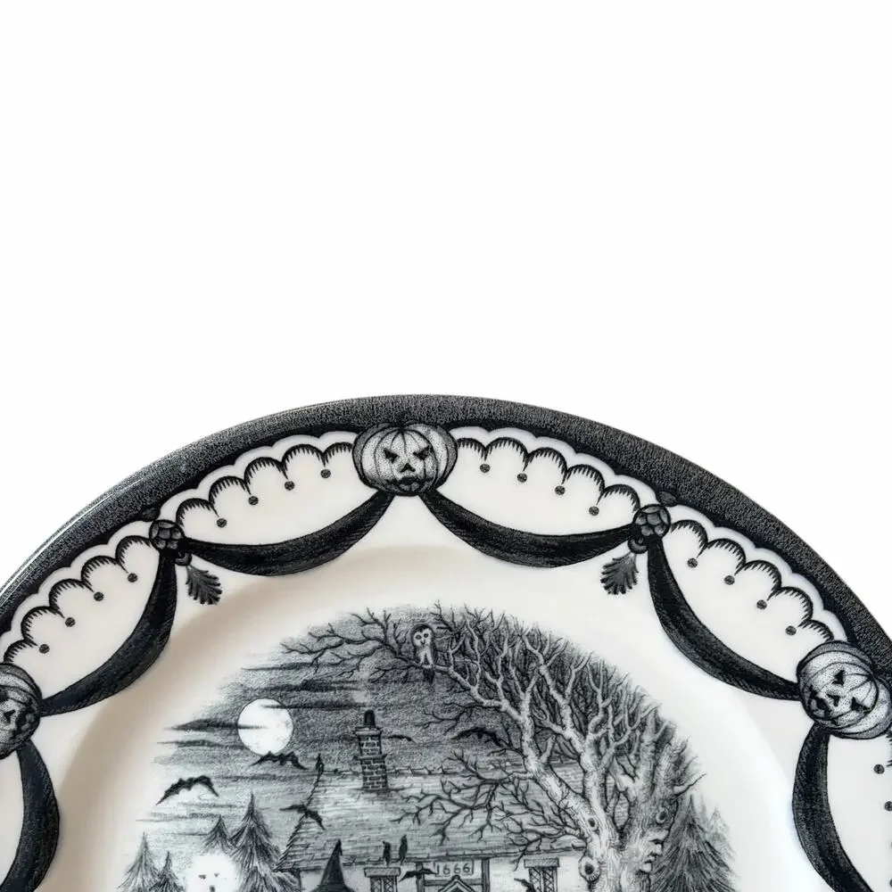 Royal Stafford Halloween Wicked Witch Dinner Plates 11in Porcelain Set of 4 New